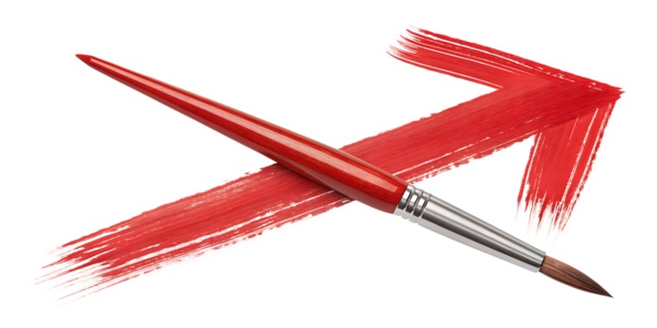 Red paintbrush creating a bold crimson arrow stroke isolated on a transparent background red arrow brush stroke