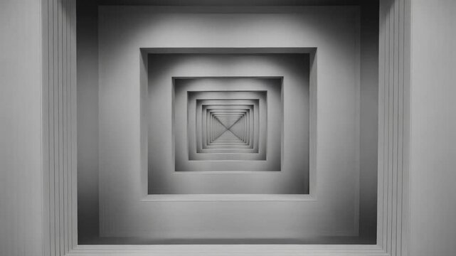 Abstract perspective of nested square frames receding into the distance