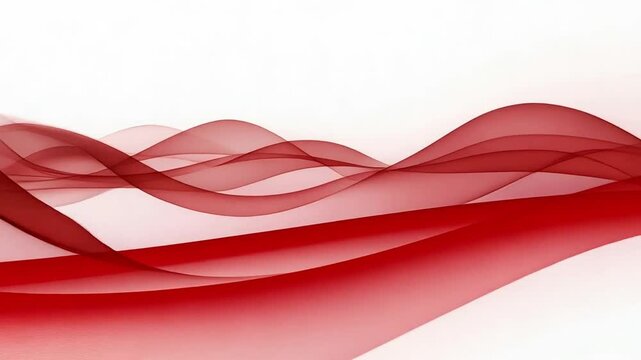 Abstract red wave pattern flowing across a white background creating a sense of movement