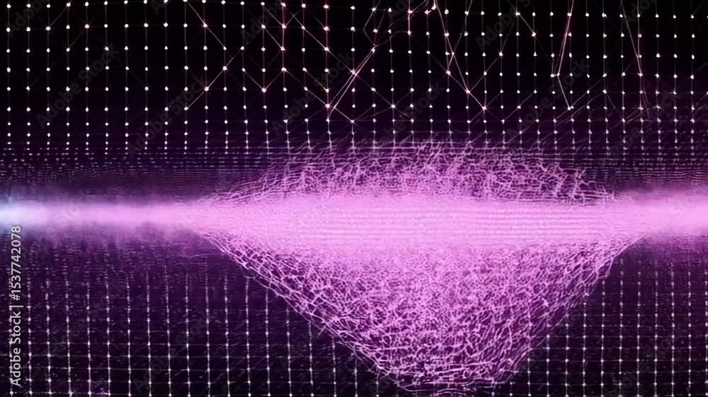 Aufkleber abstract network structure with pink nodes and blue connections on dark background