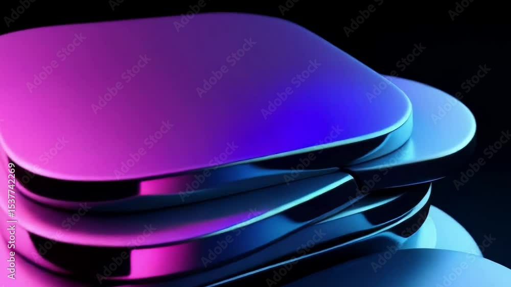 Aufkleber stack of rounded squares with purple and blue gradient on a dark background