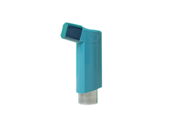 Compact inhaler useful for asthma relief, isolated on white, PNG