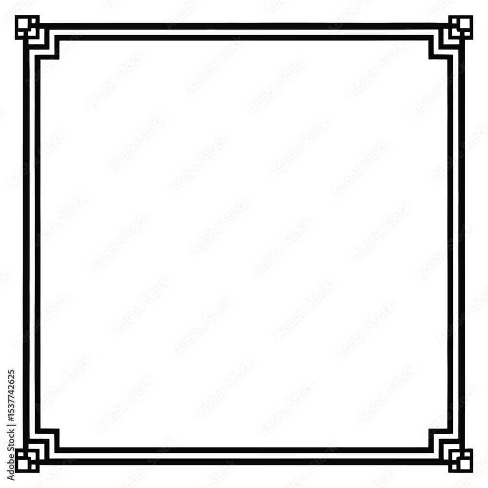 Aufkleber geometric square border: a classic, elegant square border with a geometric design, perfect for addin
