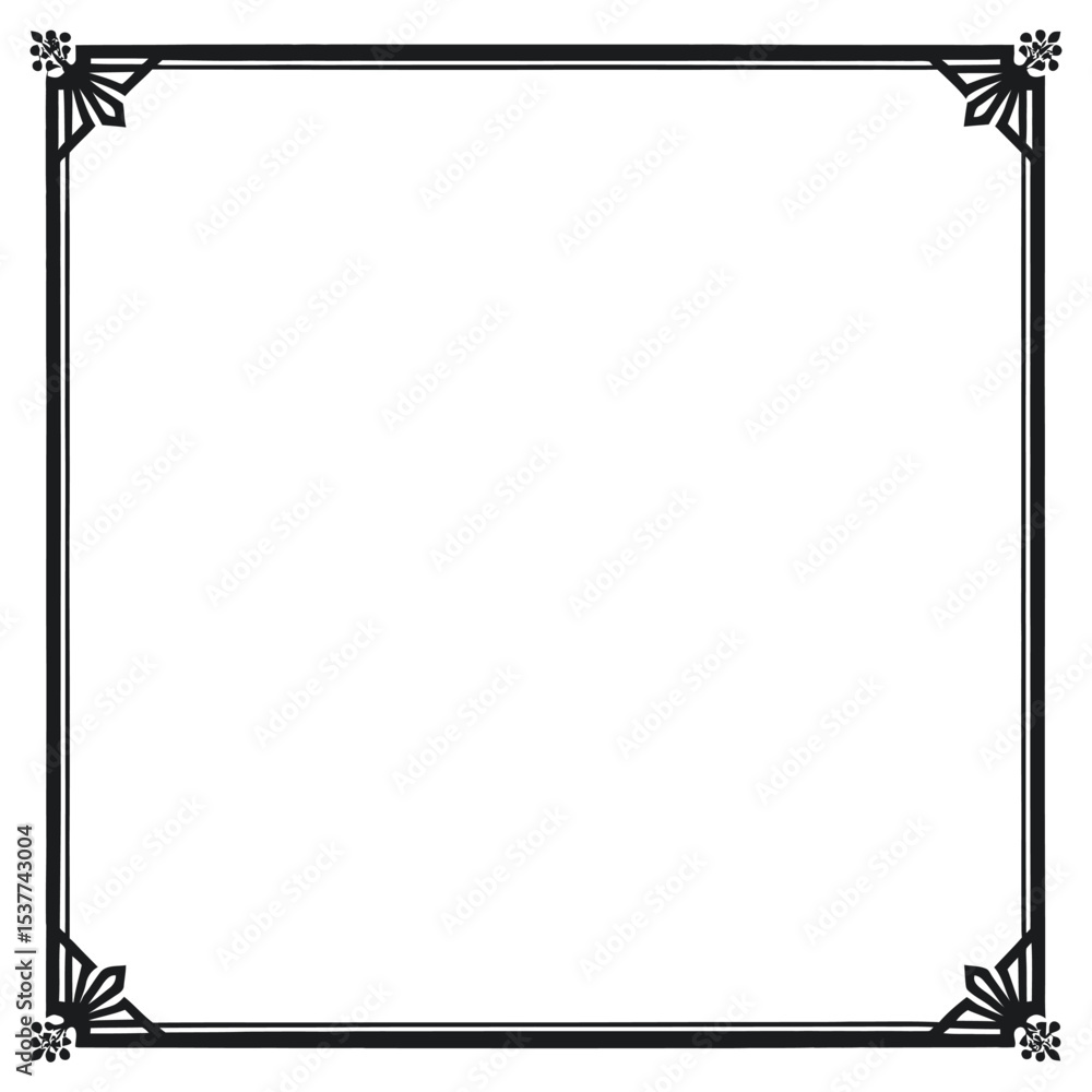 Aufkleber elegant frame: a beautifully crafted square frame with intricate corner details. perfect for adding 