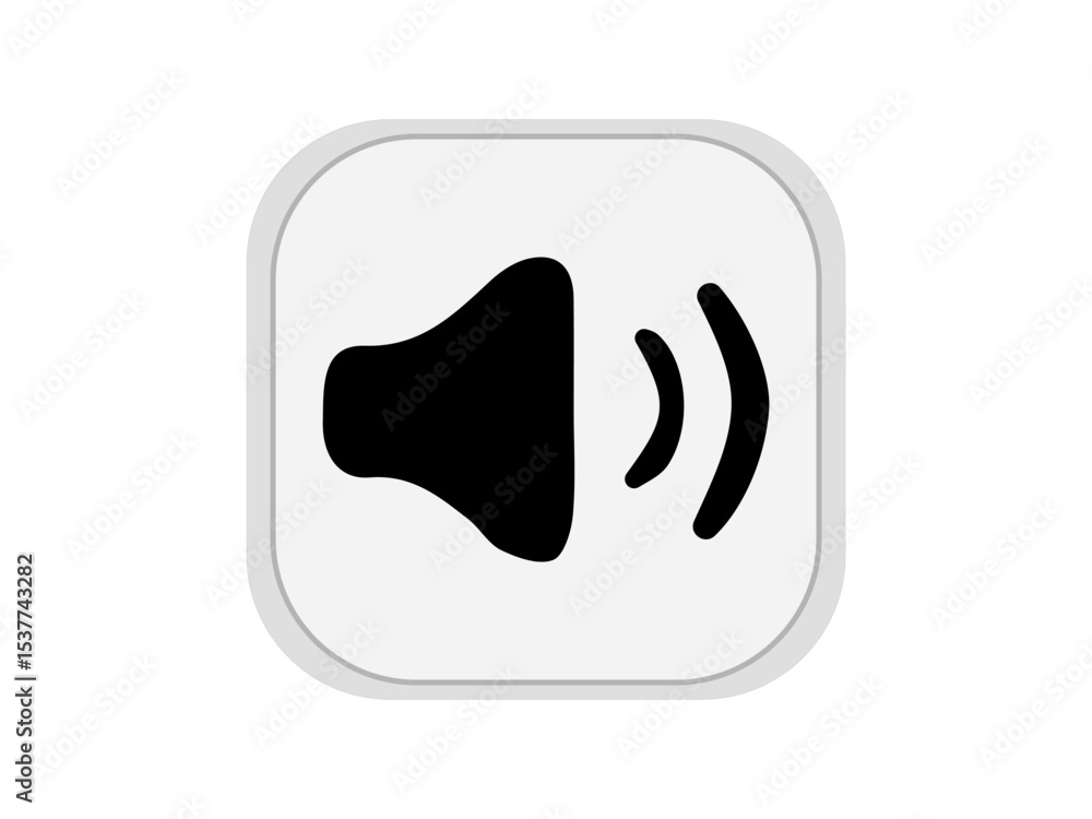 Poster the image shows a vector icon of a speaker or sound symbol in a neumorphism style. the icon features