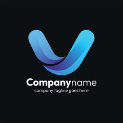 Modern Abstract V Letter Primary Logo Design Template with Blue and Purple Gradient Colors, Dynamic and Flowing Shapes, Ideal for Technology, Business and Digital Companies