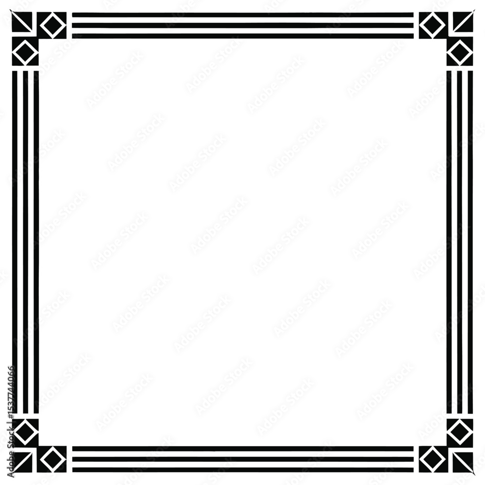 Poster classic vector border: a timeless vector border with geometric line design in black and white, evoki