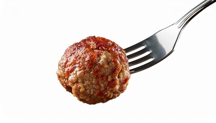 meatball on a fork isolated on transparent background generative ai