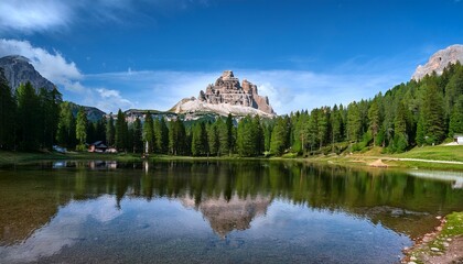 Naklejka premium lago antorno and dolomites landscape