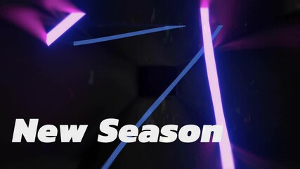 Glitches flickering revealing New Season text while neon beams pulsing in 3D tunnel for promotion - Powered by Adobe