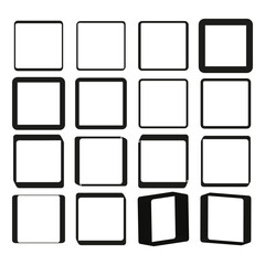 Square grid icon. Open frame symbol. White box element. Vector geometric structure.