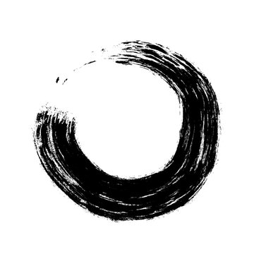 Grunge Round Shapes and Circle Banner Vector Collection Zen Enso Brush for Vintage and Distressed Design Projects