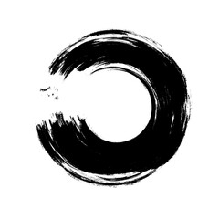 Grunge Round Shapes and Circle Banner Vector Collection Zen Enso Brush for Vintage and Distressed Design Projects