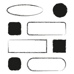 Brush stroke shapes. Grunge vector forms. Abstract paint symbol. Hand drawn detail.