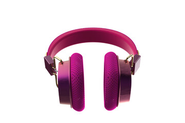 Vibrant Pink Wireless Bluetooth Headphones for High Definition Stereo Audio Streaming. Isolated...