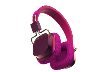 Vibrant Pink Wireless Bluetooth Headphones for High Definition Stereo Audio Streaming. Isolated...