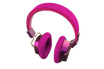 Vibrant Pink Wireless Bluetooth Headphones for High Definition Stereo Audio Streaming. Isolated...