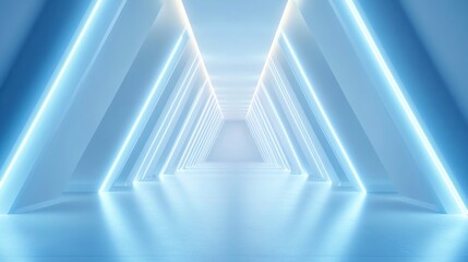 Obraz premium Futuristic light tunnel with triangular shapes