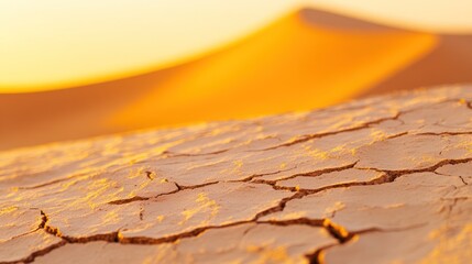 Obraz premium Dried desert earth, sunlit cracks