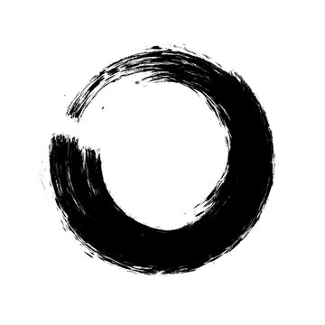 Grunge Round Shapes and Circle Banner Vector Collection Zen Enso Brush for Vintage and Distressed Design Projects