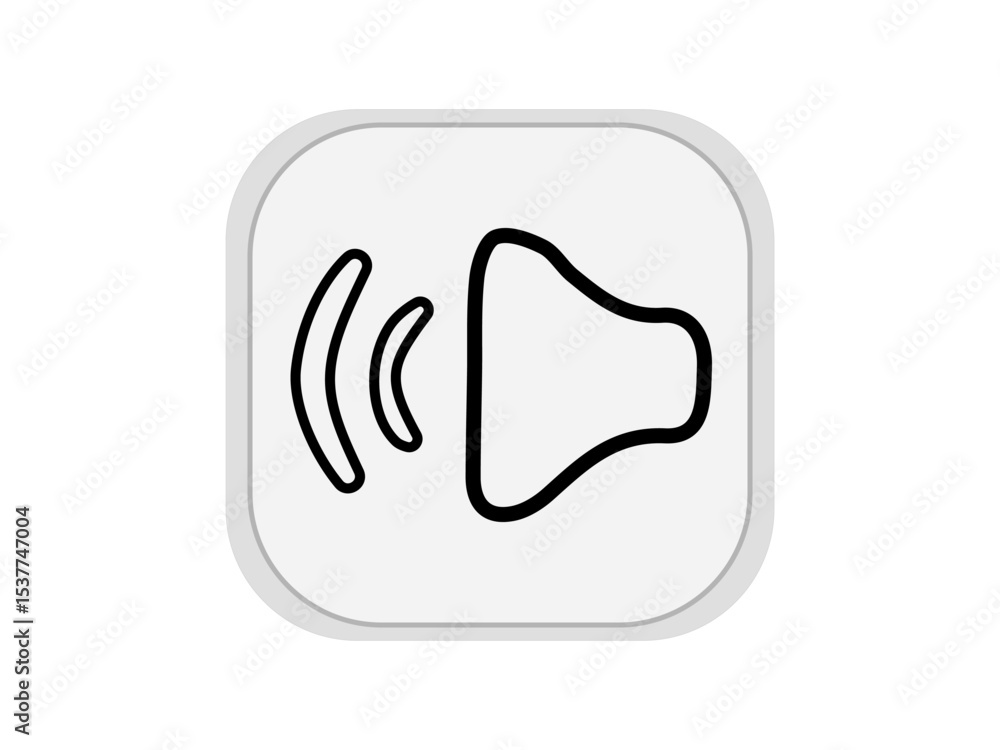Poster the icon features an outlined speaker facing right, accompanied by three curved lines to the left, s