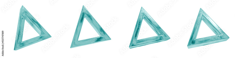 Poster set of 4 3d objects blue frosted ice isolated on a transparent background. object index 27. transpar