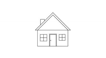 Line drawing illustration of a house