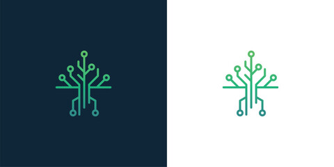 tech tree idea electrical circuit digital logo design inspiration 