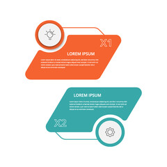 2 step digital business strategy comparison. Workflow for modern corporate team infographic template.