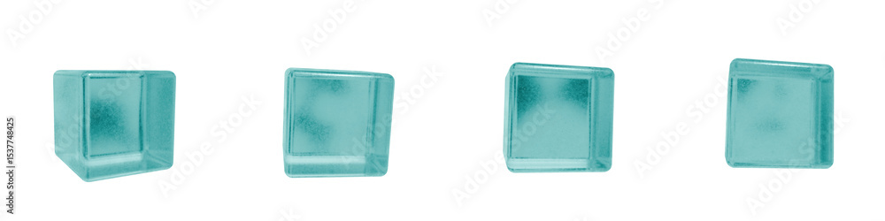 Poster set of 4 3d objects blue frosted ice isolated on a transparent background. object index 6. transpare