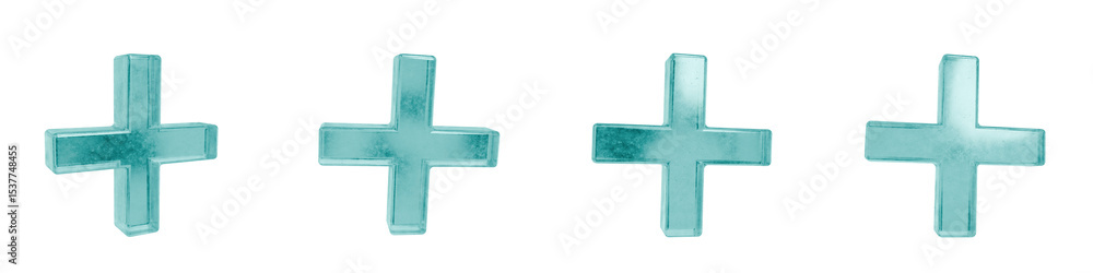 Poster set of 4 3d objects blue frosted ice isolated on a transparent background. object index 8. transpare