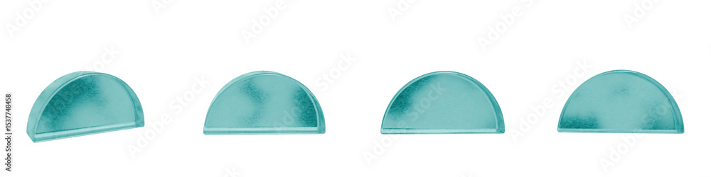 Poster set of 4 3d objects blue frosted ice isolated on a transparent background. object index 5. transpare