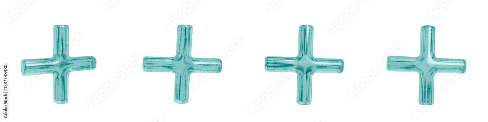 Poster set of 4 3d objects blue frosted ice isolated on a transparent background. object index 9. transpare