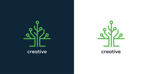 Tech tree electrical circuit digital  logo vector template