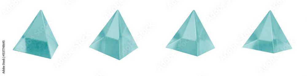 Poster set of 4 3d objects blue frosted ice isolated on a transparent background. object index 13. transpar