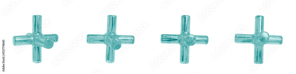 Poster set of 4 3d objects blue frosted ice isolated on a transparent background. object index 11. transpar