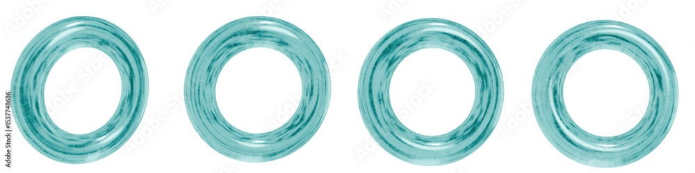 Poster set of 4 3d objects blue frosted ice isolated on a transparent background. object index 12. transpar