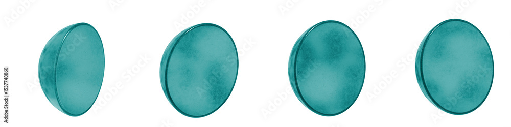 Poster set of 4 3d objects blue frosted ice isolated on a transparent background. object index 20. transpar