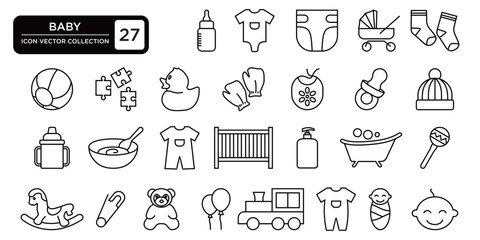 Baby collection, editable and resizable vector icon templates