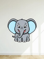 Fototapeta premium cartoon elephant with blank sign