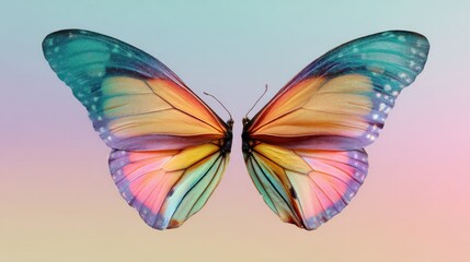 Obraz premium Colorful butterfly with open wings against soft gradient background