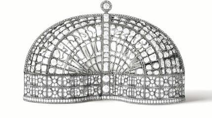 Ornate diamond tiara with intricate design.