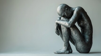 Fototapeta premium Contemplative Sculpture Exploring Emotional and Psychological Depths