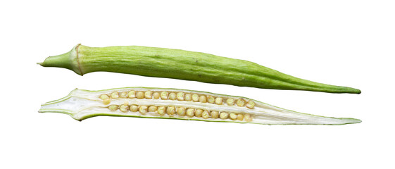 whole with cut okra isolated