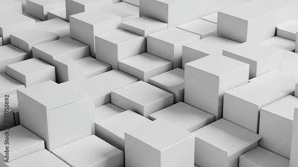 Poster abstract white cubes create a geometric pattern, forming a modern background