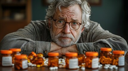 Elderly man overwhelmed by his medication