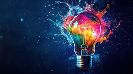 light bulb on black background