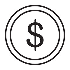 Financial Icon Dollar Sign in a Double Circle for Business and Finance Concepts