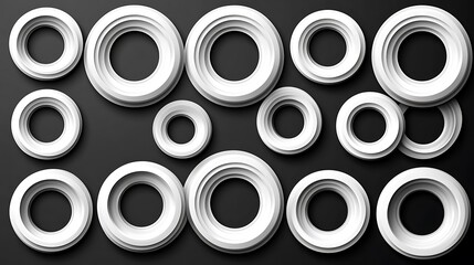 White Concentric Circular Frames Arranged on a Flat Matte Surface