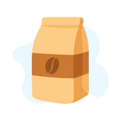 A sealed pack of coffee stands upright, displaying its simple yet attractive design. Ideal for a morning brew, it enhances the cozy atmosphere of the kitchen.